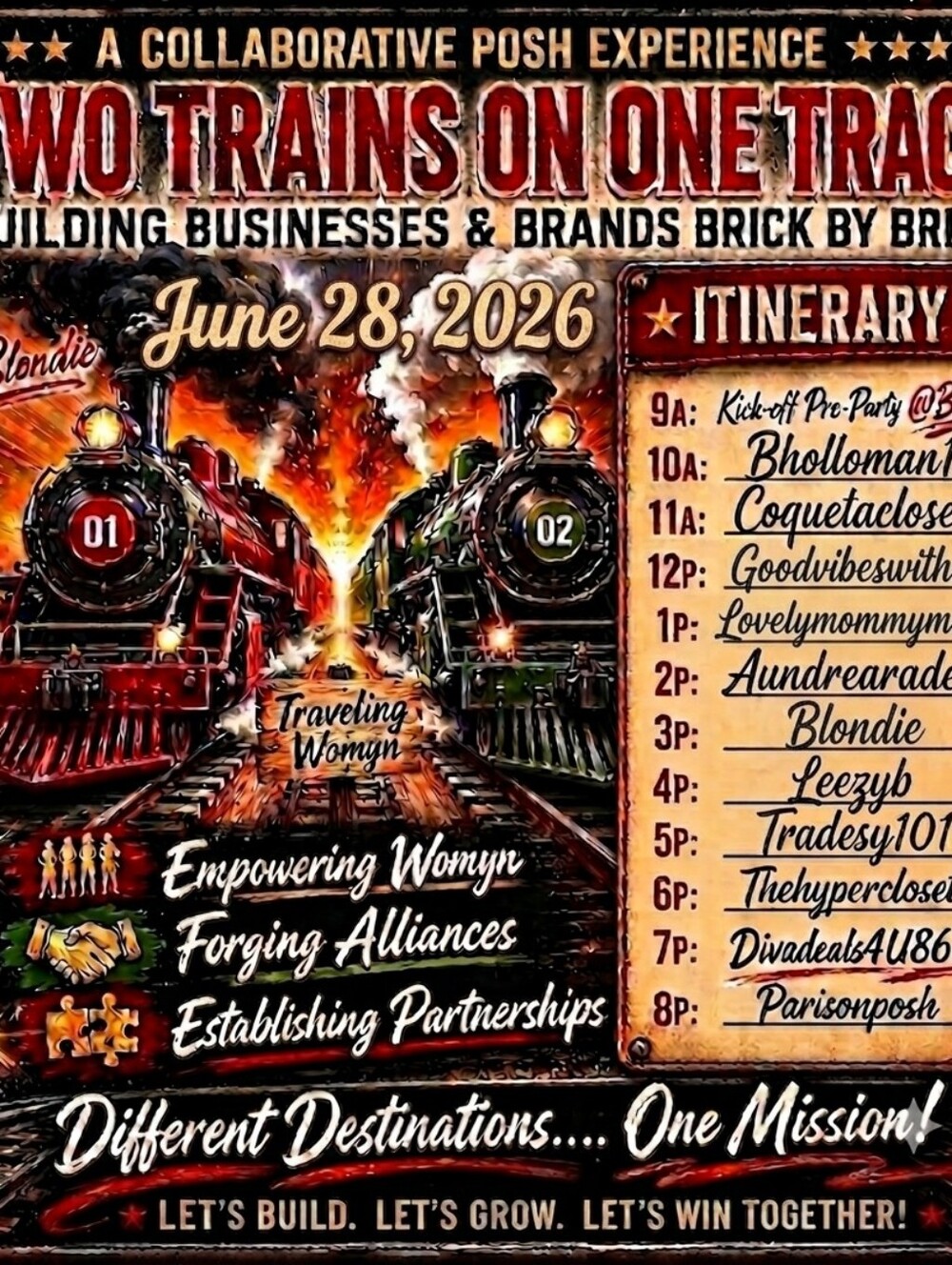 6/28 Traveling WOMYN Presents Two Trains One Track: @Blondie and @Divadeals4u861 - Picture 2 of 3